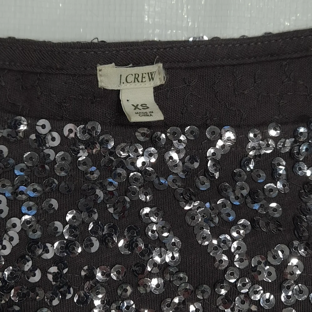J. Crew Silver Sequined Long Sleeve T-shirt